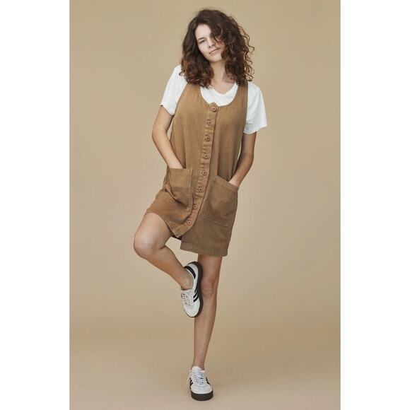 Jungmaven Jumper Dress Buttons Short Copper Brown XS Hemp Cotton Sustainable - Picture 1 of 7